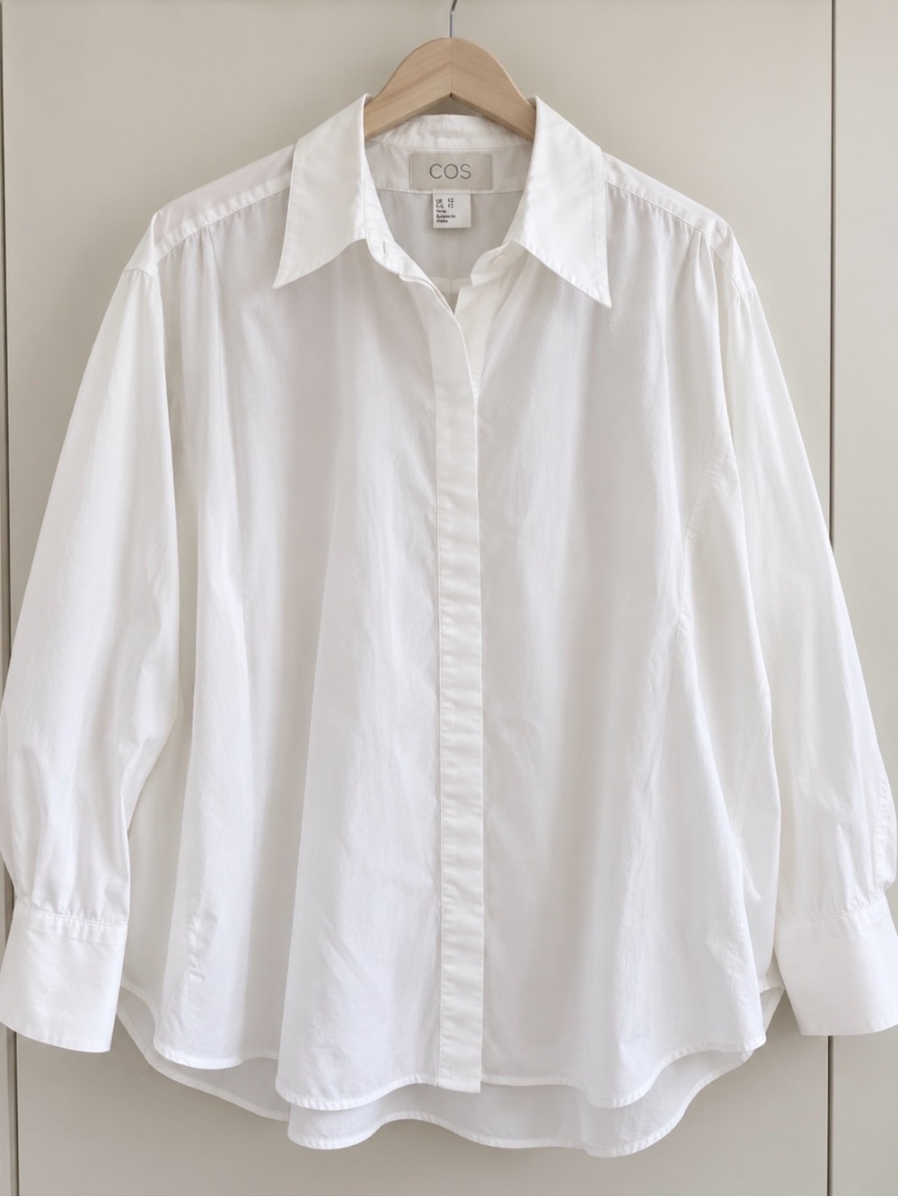 COS White Oversized Cotton Button-Down Shirt size 12